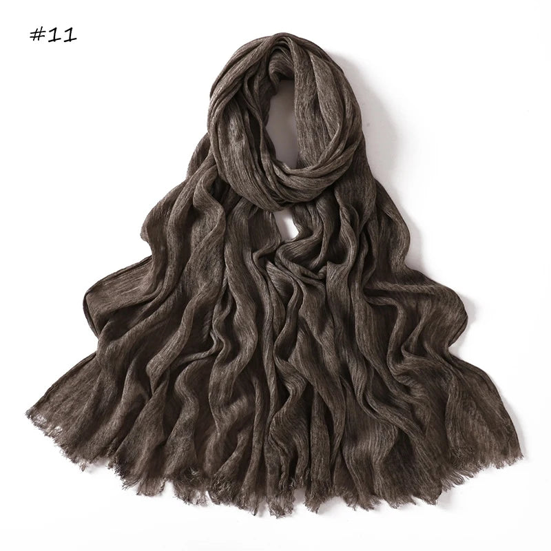 Women's Tie-Dye Crinkle Rayon Hijabs - Breathable Scarf Shawls 11 65X180cm