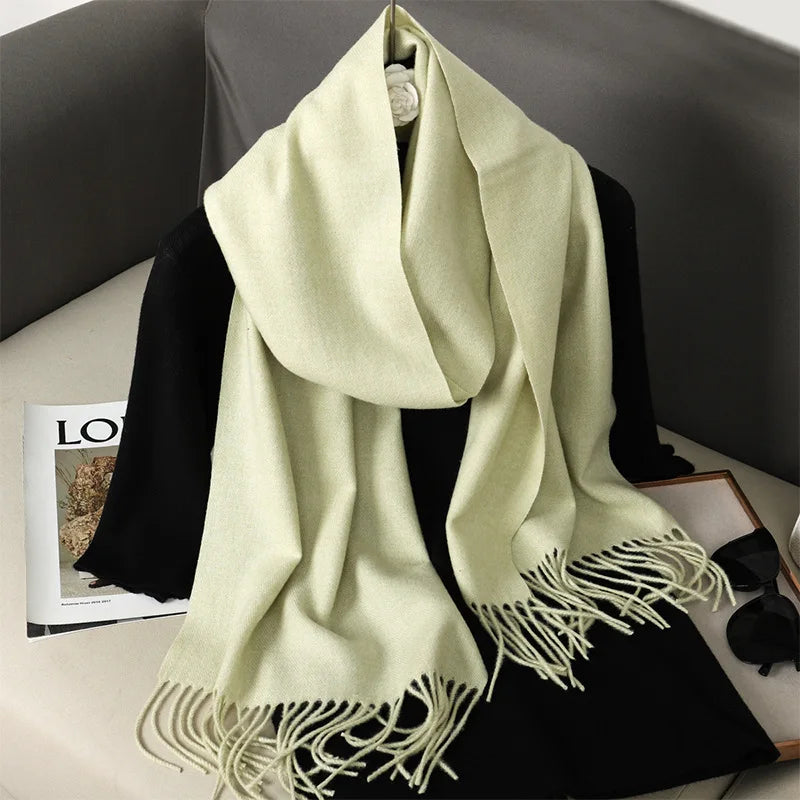 Women's Warm Thick Cashmere Winter Scarf with Tassels and Wrap DFP001-42 33x180cm