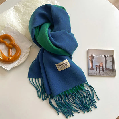Women's Warm Cashmere Scarf - Korean Style Double-Sided Wrap DFP022-18 68x200cm