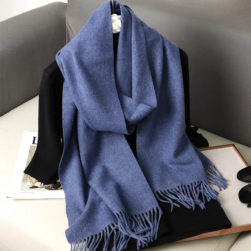 Women's Warm Thick Cashmere Winter Scarf with Tassels and Wrap DFP001-22 33x180cm