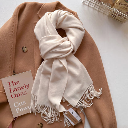 Women's Long Warm Wool Scarf - Solid Cashmere Shawl Wrap for Winter SU-12