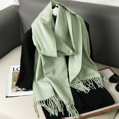 Women's Warm Thick Cashmere Winter Scarf with Tassels and Wrap DFP001-21 33x180cm