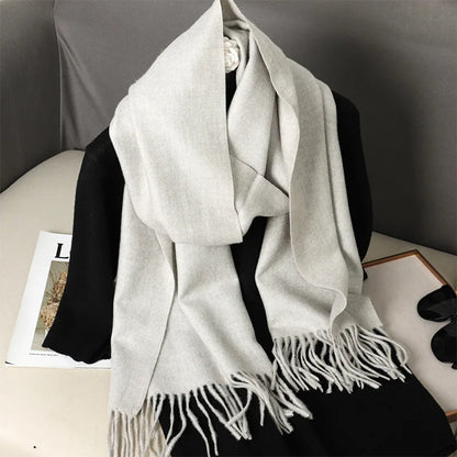 Women's Warm Thick Cashmere Winter Scarf with Tassels and Wrap DFP001-43 33x180cm