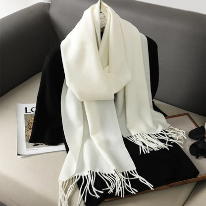 Women's Warm Thick Cashmere Winter Scarf with Tassels and Wrap DFP001-09 33x180cm