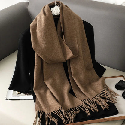 Women's Warm Thick Cashmere Winter Scarf with Tassels and Wrap DFP001-40 33x180cm