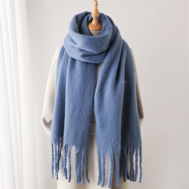 Women's Cashmere Winter Scarf - Soft Thick Pashmina Wrap with Tassels WT77-24