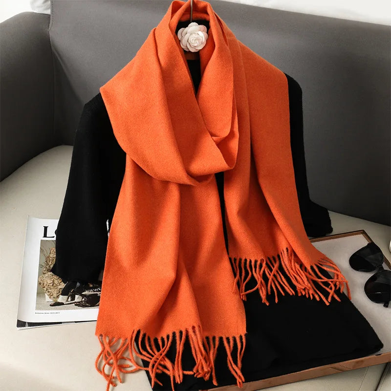 Women's Warm Thick Cashmere Winter Scarf with Tassels and Wrap DFP001-13 33x180cm