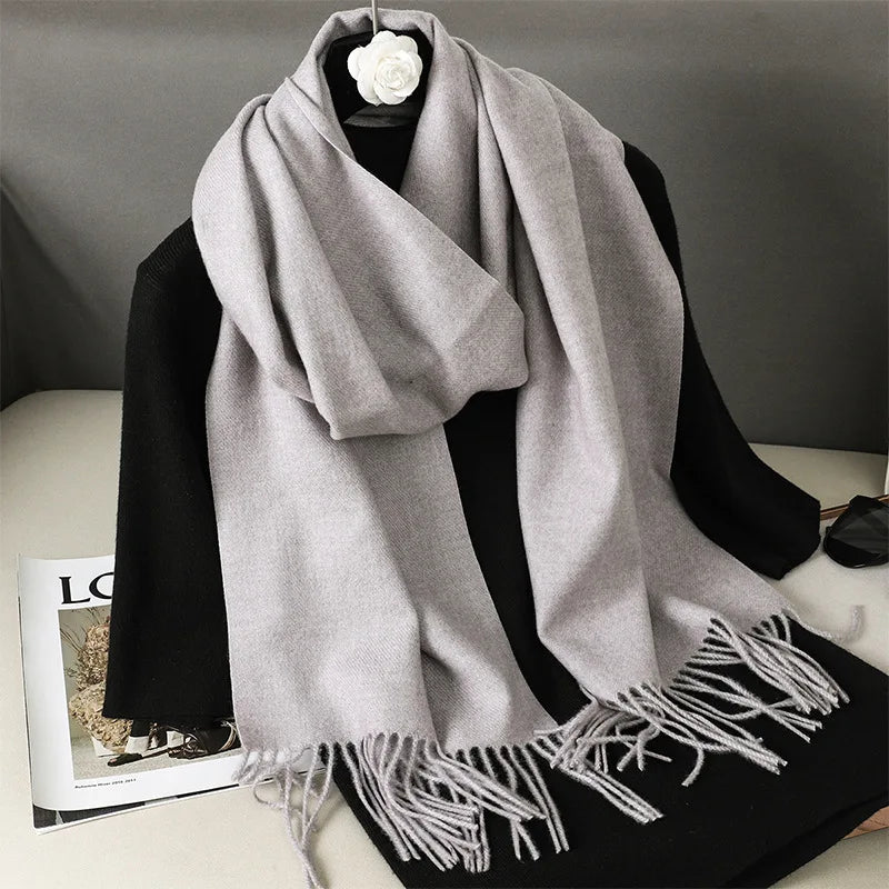 Women's Warm Thick Cashmere Winter Scarf with Tassels and Wrap DFP001-27 33x180cm