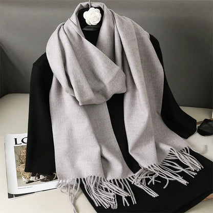 Women's Warm Thick Cashmere Winter Scarf with Tassels and Wrap DFP001-27 33x180cm