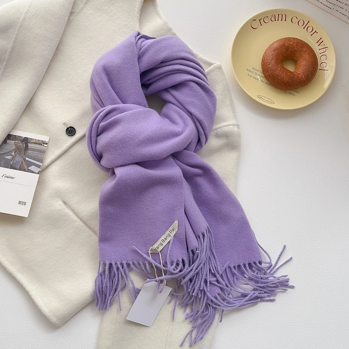 Women's Long Warm Wool Scarf - Solid Cashmere Shawl Wrap for Winter SU-17