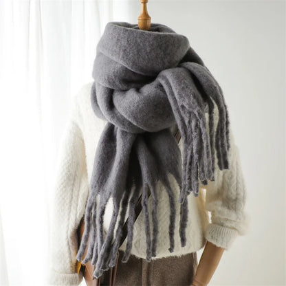 Women's Cashmere Winter Scarf - Soft Thick Pashmina Wrap with Tassels WT77-14
