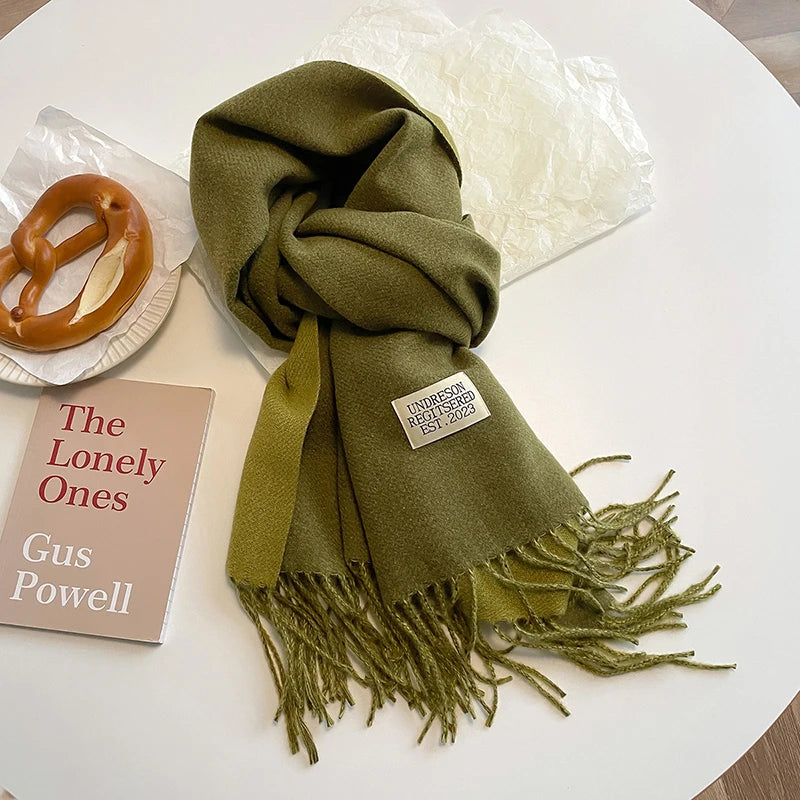 Women's Warm Cashmere Scarf - Korean Style Double-Sided Wrap DFP022-30 68x200cm