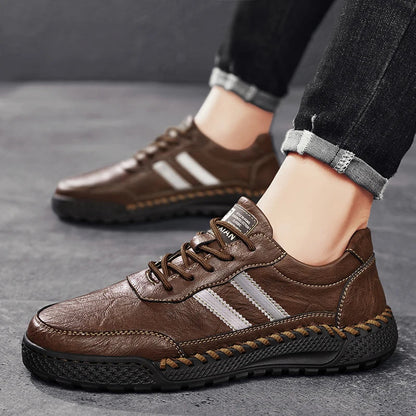 Men's Multi-Color Stripe Stylish Leather Dress Shoes for Daily Use