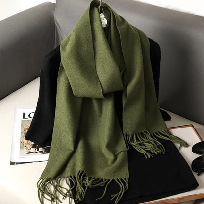 Women's Warm Thick Cashmere Winter Scarf with Tassels and Wrap DFP001-34 33x180cm