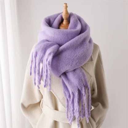 Women's Cashmere Winter Scarf - Soft Thick Pashmina Wrap with Tassels WT77-19