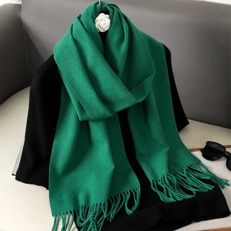 Women's Warm Thick Cashmere Winter Scarf with Tassels and Wrap DFP001-32 33x180cm