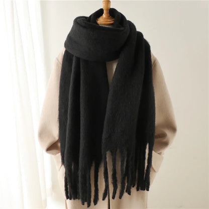 Women's Cashmere Winter Scarf - Soft Thick Pashmina Wrap with Tassels WT77-13