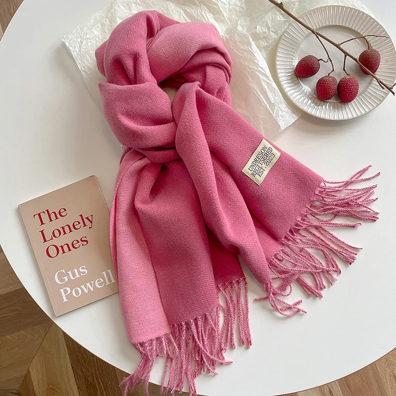 Women's Warm Cashmere Scarf - Korean Style Double-Sided Wrap DFP022-26 68x200cm