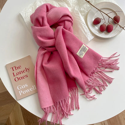 Women's Warm Cashmere Scarf - Korean Style Double-Sided Wrap DFP022-26 68x200cm