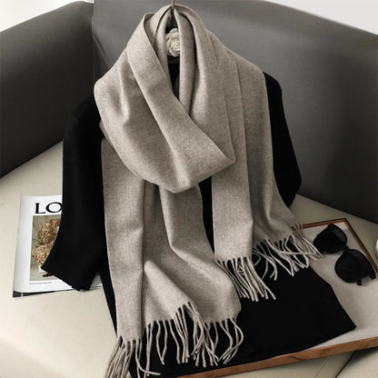 Women's Warm Thick Cashmere Winter Scarf with Tassels and Wrap DFP001-44 33x180cm