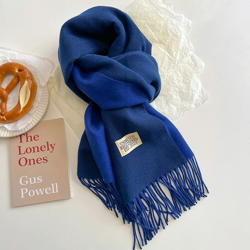 Women's Warm Cashmere Scarf - Korean Style Double-Sided Wrap DFP022-02 68x200cm