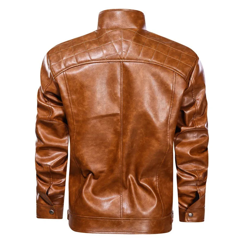 Men's Genuine Leather Jacket with Natural Grain Texture