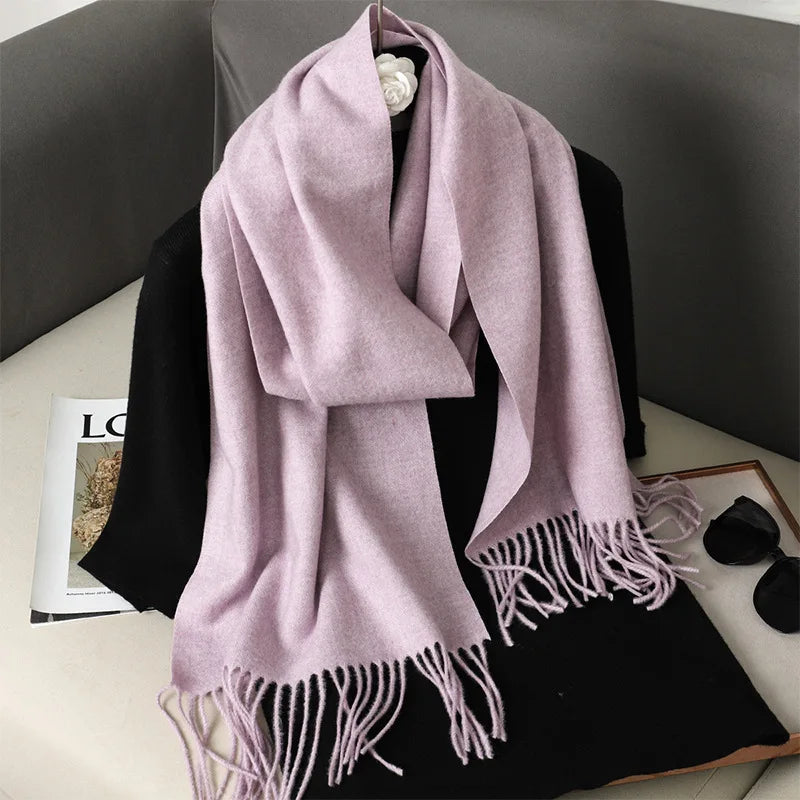 Women's Warm Thick Cashmere Winter Scarf with Tassels and Wrap DFP001-53 33x180cm