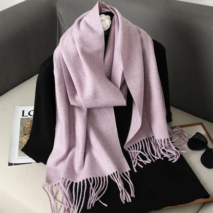 Women's Warm Thick Cashmere Winter Scarf with Tassels and Wrap DFP001-53 33x180cm