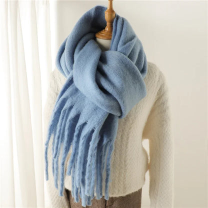 Women's Cashmere Winter Scarf - Soft Thick Pashmina Wrap with Tassels WT77-10