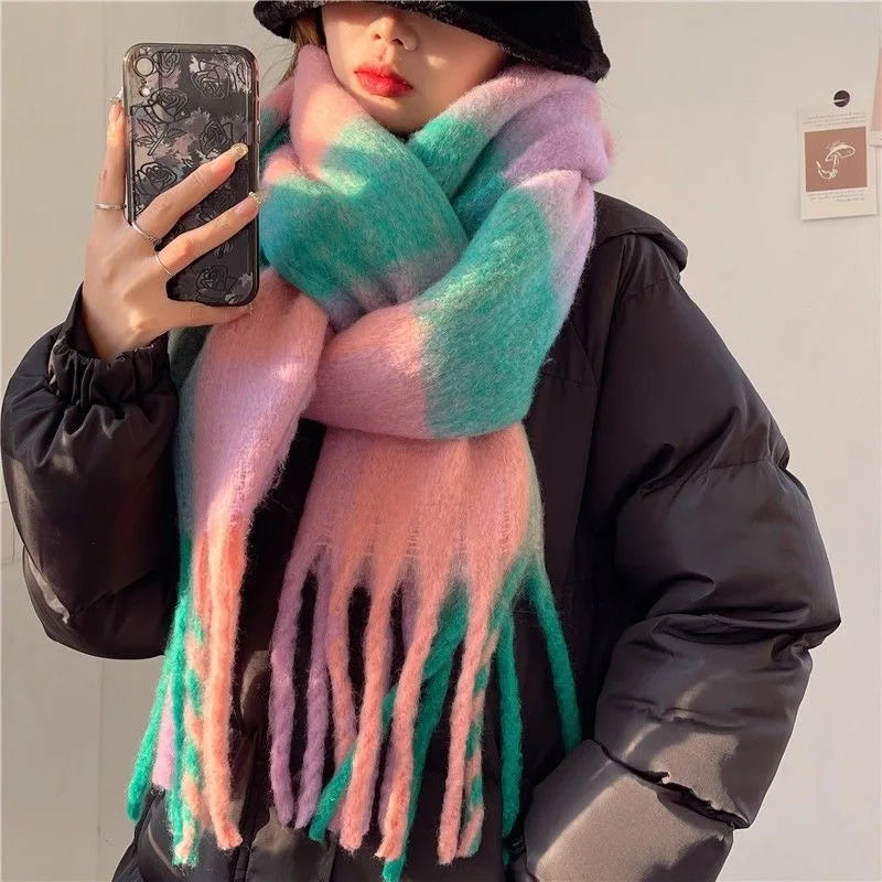 Women's Thick Warm Cashmere Scarf Shawl Wraps Pashmina Neckerchief 22052602316-15 38x230cm