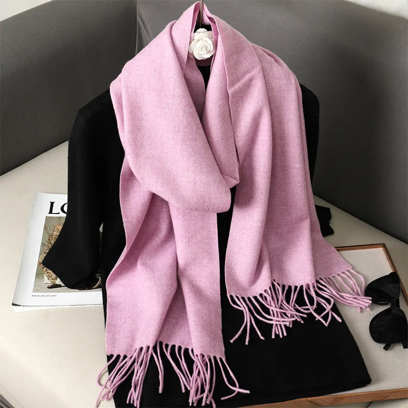 Women's Warm Thick Cashmere Winter Scarf with Tassels and Wrap DFP001-52 33x180cm