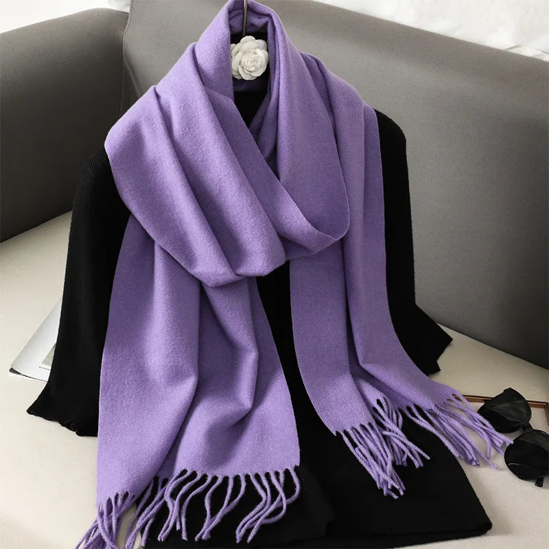 Women's Warm Thick Cashmere Winter Scarf with Tassels and Wrap DFP001-59 33x180cm