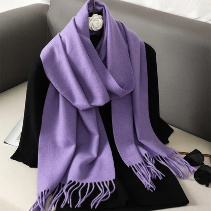 Women's Warm Thick Cashmere Winter Scarf with Tassels and Wrap DFP001-59 33x180cm