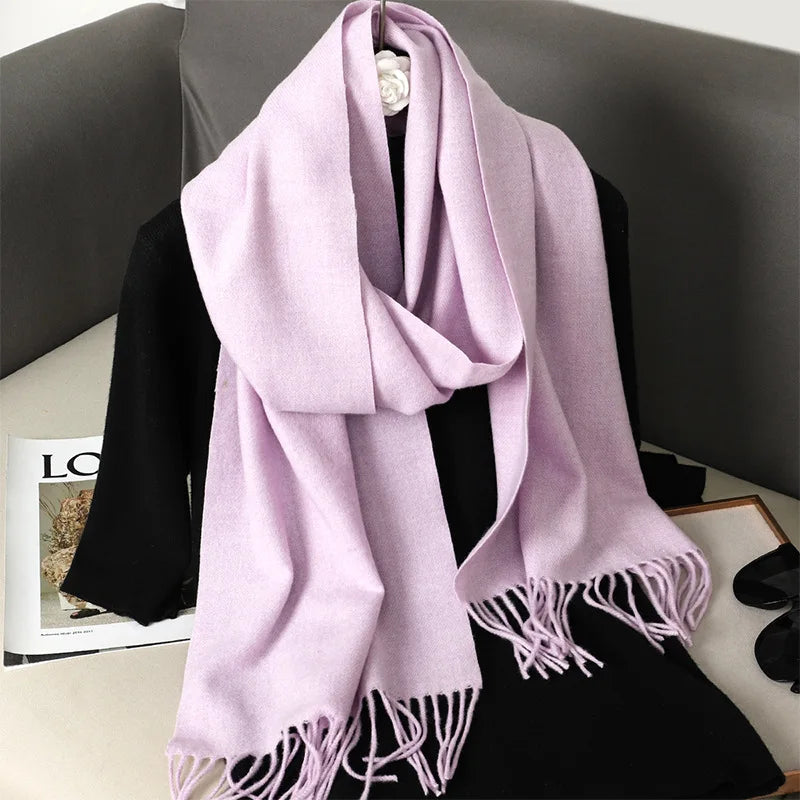 Women's Warm Thick Cashmere Winter Scarf with Tassels and Wrap DFP001-46 33x180cm