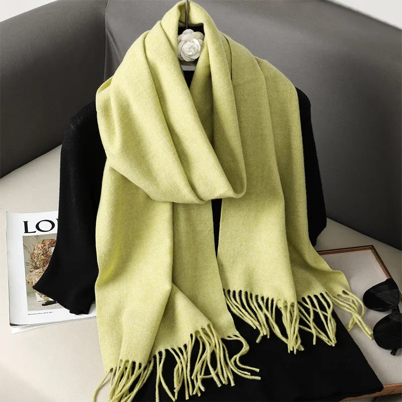 Women's Warm Thick Cashmere Winter Scarf with Tassels and Wrap DFP001-57 33x180cm