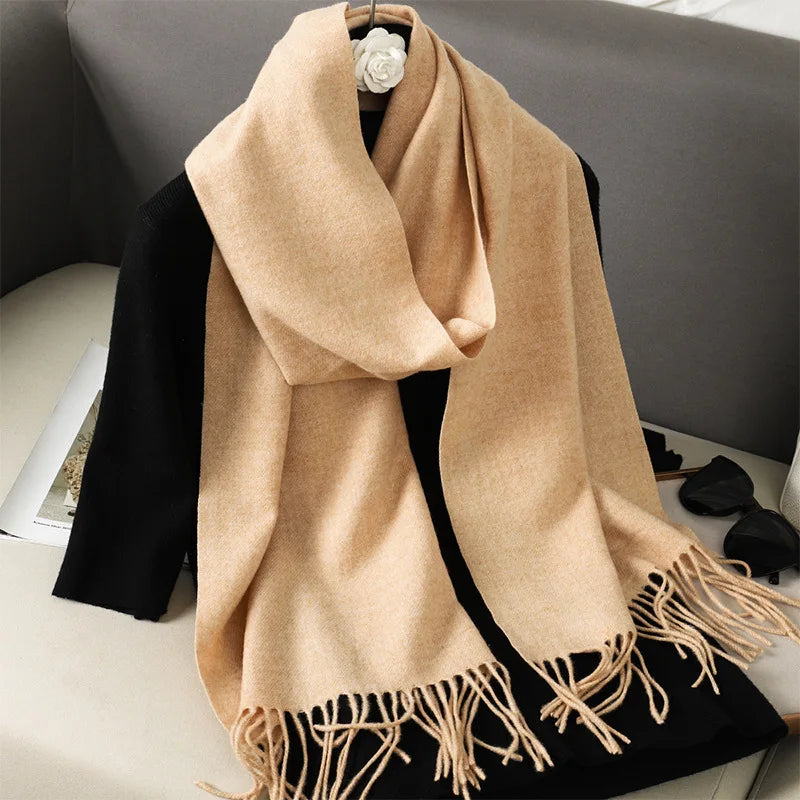 Women's Warm Thick Cashmere Winter Scarf with Tassels and Wrap DFP001-47 33x180cm