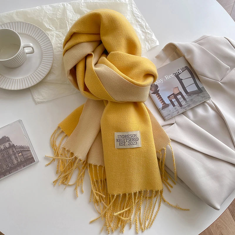 Women's Warm Cashmere Scarf - Korean Style Double-Sided Wrap DFP022-14 68x200cm