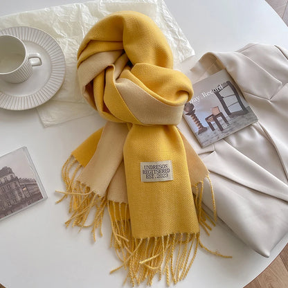 Women's Warm Cashmere Scarf - Korean Style Double-Sided Wrap DFP022-14 68x200cm