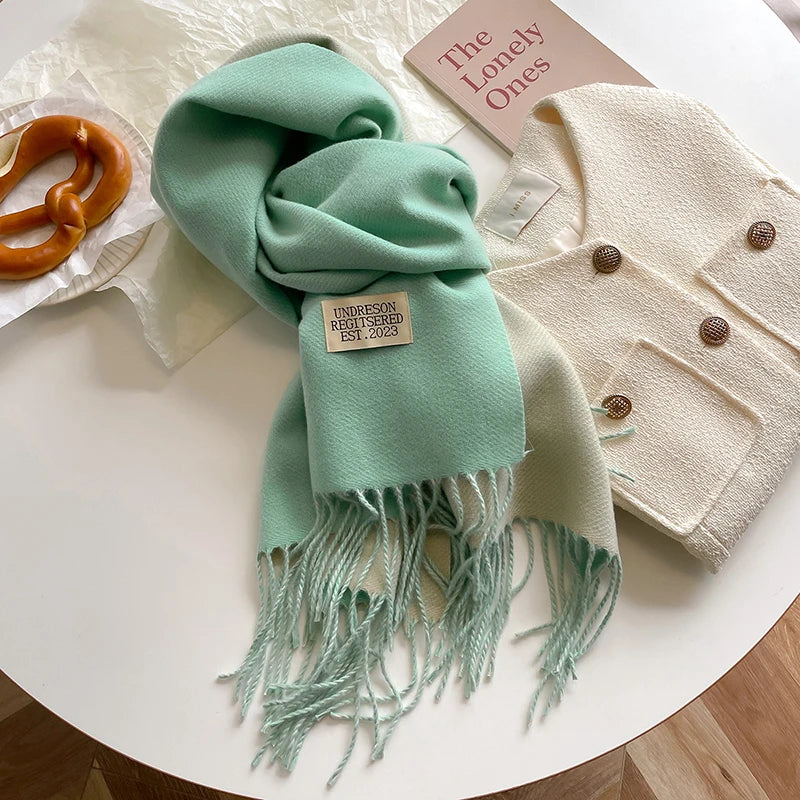 Women's Warm Cashmere Scarf - Korean Style Double-Sided Wrap DFP022-22 68x200cm