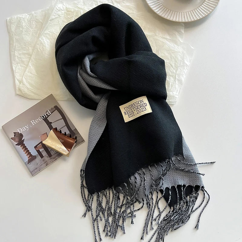 Women's Warm Cashmere Scarf - Korean Style Double-Sided Wrap DFP022-07 68x200cm