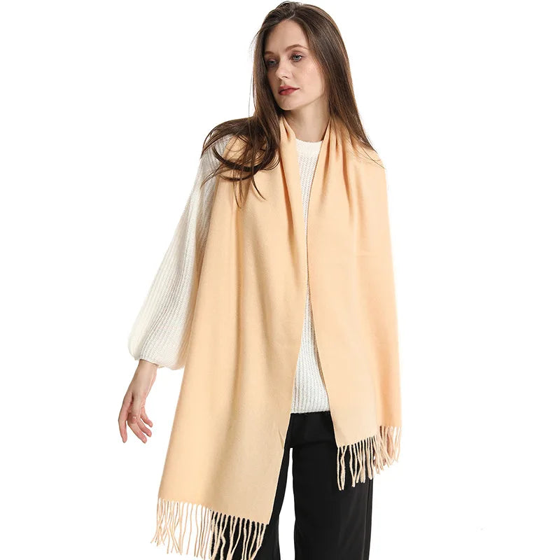 Women's Warm Thick Cashmere Winter Scarf with Tassels and Wrap DFP001-11 33x180cm