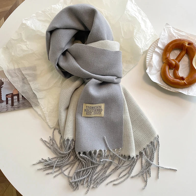 Women's Warm Cashmere Scarf - Korean Style Double-Sided Wrap DFP022-20 68x200cm