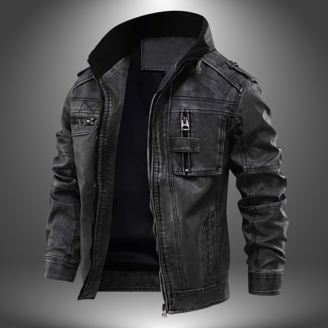 Men's Stylish Leather Jacket for Fall and Winter Everyday Wear Black
