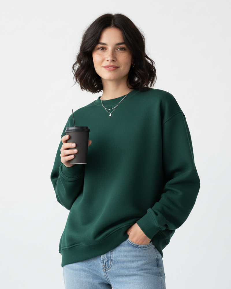 Women's Oversized Crewneck Sweatshirt with Ribbed Details