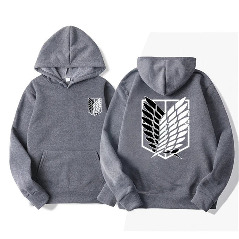 Men's Attack on Titan Graphic Hoodie – Unisex Anime Pullover Dark Grey