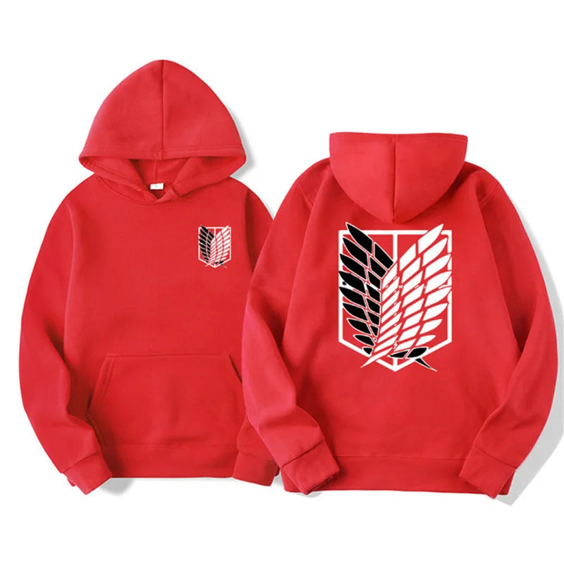 Men's Attack on Titan Graphic Hoodie – Unisex Anime Pullover Red