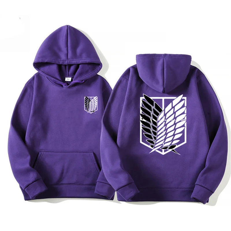 Men's Attack on Titan Graphic Hoodie – Unisex Anime Pullover Purple