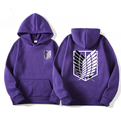 Men's Attack on Titan Graphic Hoodie – Unisex Anime Pullover Purple