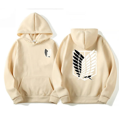 Men's Attack on Titan Graphic Hoodie – Unisex Anime Pullover Khaki