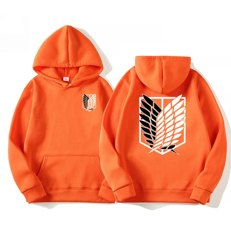 Men's Attack on Titan Graphic Hoodie – Unisex Anime Pullover Orange